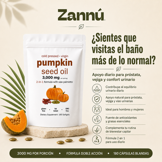 Aceite de Semilla de Calabaza 3000mg con Saw Palmetto | 180 Cápsulas