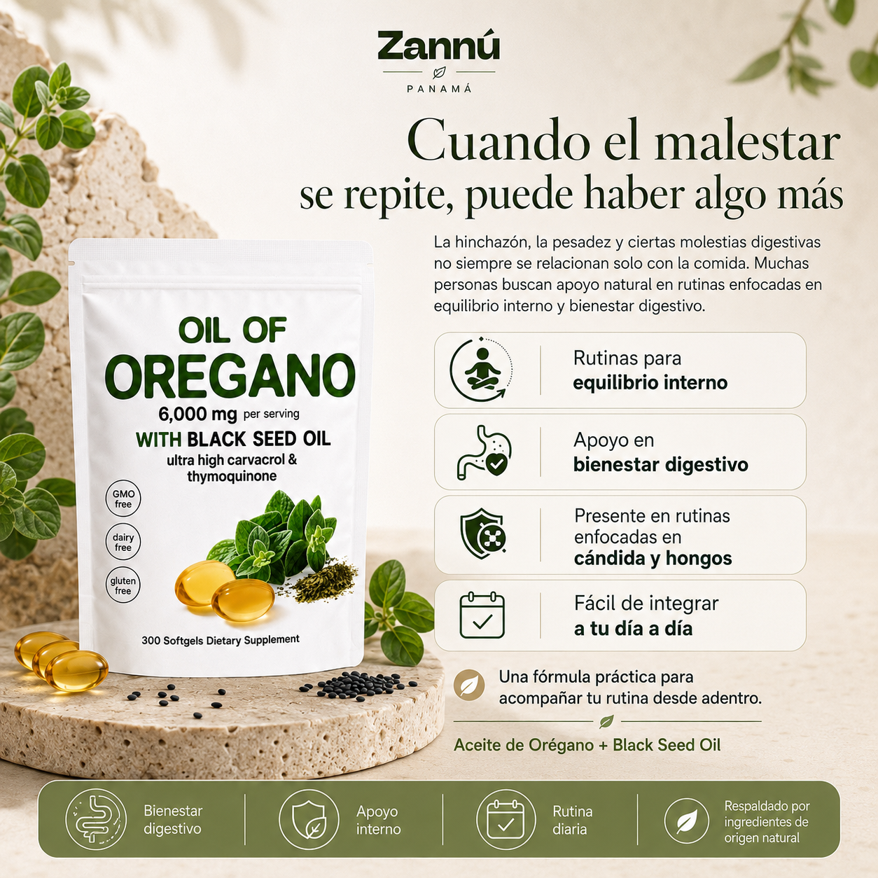 Aceite de Orégano + Aceite de Semilla Negra – 6,000 mg / 300 Cápsulas Blandas