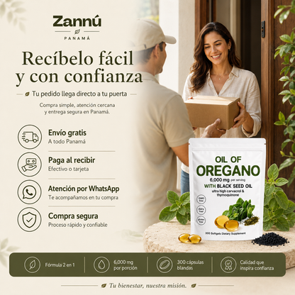 Aceite de Orégano + Aceite de Semilla Negra – 6,000 mg / 300 Cápsulas Blandas